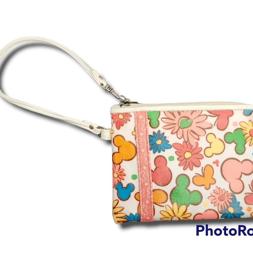 DISNEY PARKS ORIG MICKEY MOUSE SMALL CLUTCH WRISTLET WALLET WHITE - Picture 1 of 6
